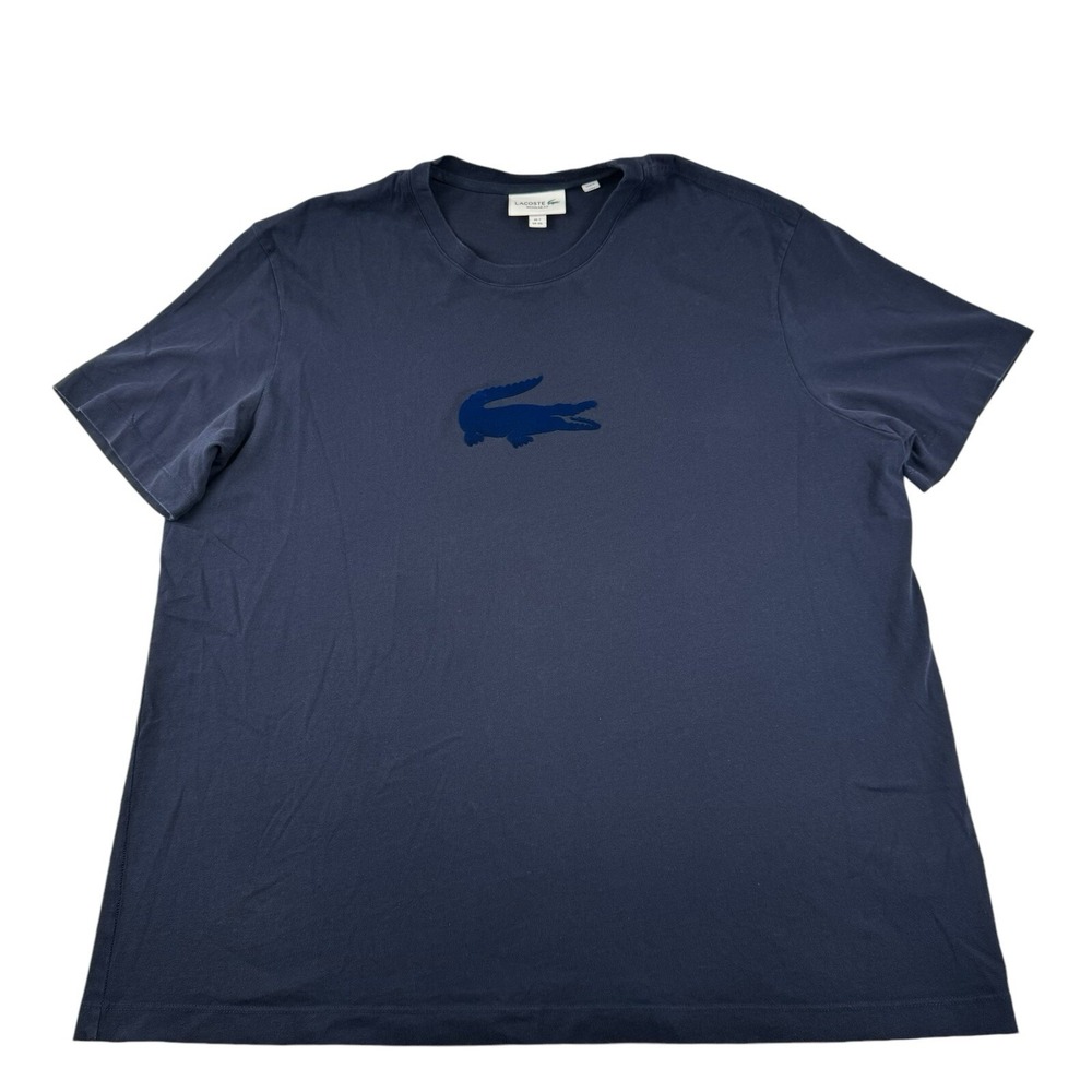 Lacoste Blue Velvet Big Croc Mens T Shirt Regular Fit Cotton Navy 2XL FA10570